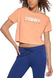 Футболка женская Tommy Hilfiger укороченная 1159777937 (Оранжевый, XL)