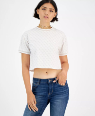 Женская укороченная футболка GUESS с логотипом 1159777947 (Белый, XL)
