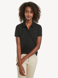 Женское поло Tommy Hilfiger футболка с пуговицами 1159778653 (Черный, XL)