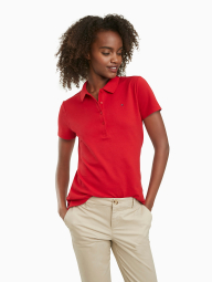 Женское поло Tommy Hilfiger футболка с пуговицами 1159778219 (Красный, XS)