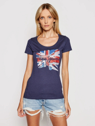 Женская футболка Pepe Jeans London с принтом 1159779981 (Синий, XS)