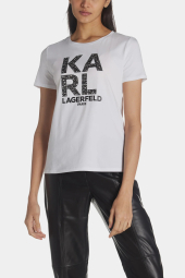 Женская футболка Karl Lagerfeld Paris с логотипом 1159781108 (Белый, S)