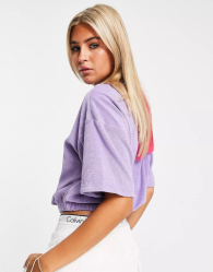 Женская махровая футболка Calvin Klein 1159782370 (Сиреневый, S)
