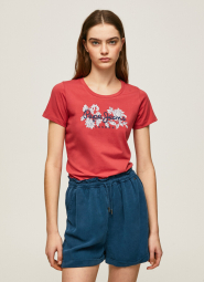 Женская футболка Pepe Jeans London с принтом 1159786430 (Красный, M)