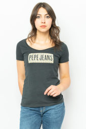 Женская футболка Pepe Jeans London с принтом 1159786562 (Черный, XS)