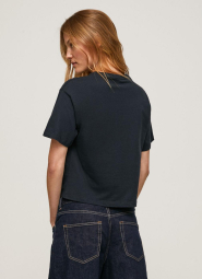Женская укороченная футболка Pepe Jeans London с принтом 1159786567 (Синий, XL)
