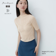 Укороченная вязаная футболка UNIQLO Mame Kurogouchi 1159790168 (Бежевый, XS)