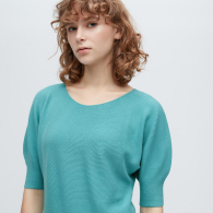 Укороченная бесшовная футболка 3D Knit UNIQLO 1159787630 (Бирюзовый, M)