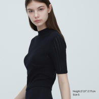 Укороченная вязаная футболка UNIQLO Mame Kurogouchi 1159788302 (Черный, XS)