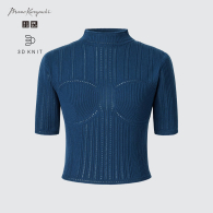 Укороченная вязаная футболка 3D Knit UNIQLO Mame Kurogouchi 1159789472 (Синий, XS)