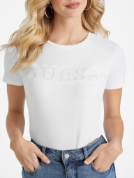 Женская футболка GUESS с логотипом из бисера 1159792235 (Белый, XS)