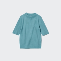 Вязаная футболка UNIQLO из шерсти мериноса 1159792351 (Бирюзовый, M)