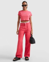 Укороченная женская футболка Tommy Hilfiger топ 1159793184 (Розовый, XL)