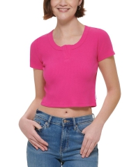 Женская футболка Calvin Klein в рубчик 1159798030 (Розовый, XL)