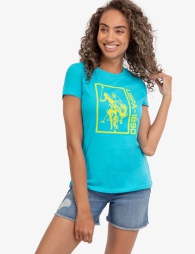 Женская футболка U.S. Polo Assn с принтом 1159798858 (Голубой, XS)