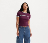 Женская футболка Levi's с рисунком Ringer Rickie 1159799361 (Бордовый, S)