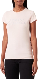 Женская футболка Armani Exchange со стразами 1159802322 (Розовый, L)