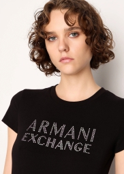 Женская футболка Armani Exchange со стразами 1159802581 (Черный, L)