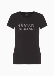 Женская футболка Armani Exchange со стразами 1159804645 (Черный, XL)