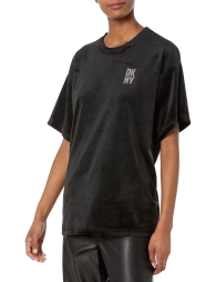 Велюровая плотная футболка DKNY с логотипом 1159803907 (Черный, L)