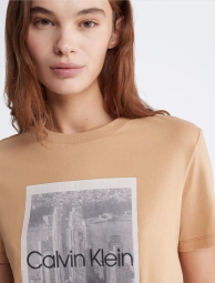 Женская футболка Calvin Klein с принтом 1159805548 (Бежевый, XS)