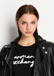 Жіноча футболка Armani Exchange з логотипом 1159806011 (Чорний, XXL)