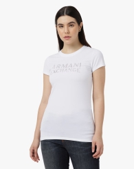 Женская футболка Armani Exchange с логотипом из страз 1159807304 (Белый, XL)