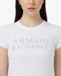 Женская футболка Armani Exchange с логотипом из страз 1159807305 (Белый, XXL)