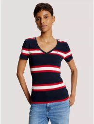 Жіноча футболка Tommy Hilfiger з логотипом 1159808582 (Білий/синій, XS)