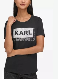 Жіноча футболка Karl Lagerfeld Paris з логотипом зі страз 1159812984 (Чорний, S)