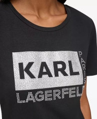 Жіноча футболка Karl Lagerfeld Paris з логотипом зі страз 1159812984 (Чорний, S)