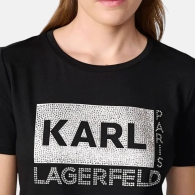 Жіноча футболка Karl Lagerfeld Paris з логотипом зі страз 1159812984 (Чорний, S)