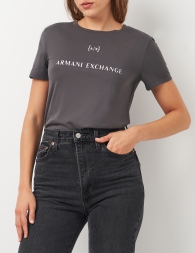 Женская футболка Armani Exchange с логотипом 1159813164 (Серый, S)