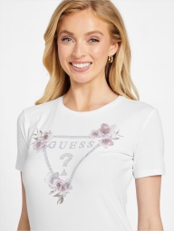 Женская футболка GUESS с принтом и стразами 1159827428 (Белый XL)