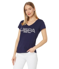 Женская футболка U.S. Polo Assn с логотипом из страз 1159827718 (Синий S)