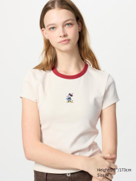 Футболка UNIQLO с вышивкой Mickey Mouse 1159834060 (Белый S)