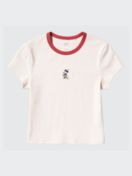 Футболка UNIQLO с вышивкой Mickey Mouse 1159834060 (Белый S)