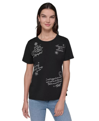 Женская футболка Karl Lagerfeld Paris с вышивкой и стразами 1159834719 (Черный M)