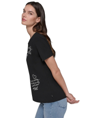 Женская футболка Karl Lagerfeld Paris с вышивкой и стразами 1159834719 (Черный M)