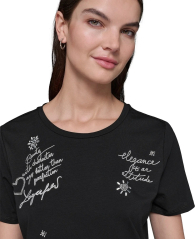 Женская футболка Karl Lagerfeld Paris с вышивкой и стразами 1159834719 (Черный M)