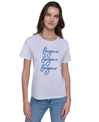 Женская футболка Karl Lagerfeld Paris со стразами 1159834722 (Белый S)