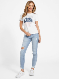 Женская футболка GUESS со стразами 1159834931 (Белый L)