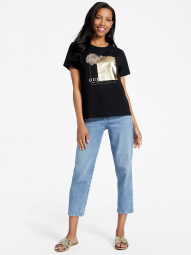 Женская футболка GUESS с принтом со стразами 1159834940 (Черный XS)