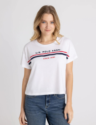 Женская футболка U.S. Polo Assn с логотипом 1159834971 (Белый L)