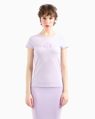 Женская футболка Armani Exchange с вышитым логотипом 1159835188 (Сиреневый L)