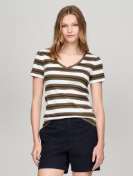 Женская футболка Tommy Hilfiger в полоску 1159835598 (Белый/Зеленый M)