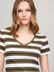 Женская футболка Tommy Hilfiger в полоску 1159835598 (Белый/Зеленый M)