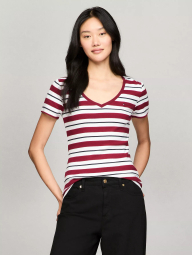 Женская футболка Tommy Hilfiger в полоску 1159835599 (Белый/Красный M)