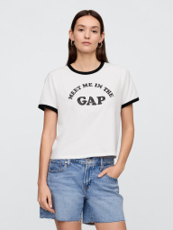 Женская укороченная футболка GAP с логотипом 1159836553 (Белый M)