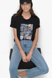 Жіноча футболка DKNY з принтом 1159837188 (Чорний XL)